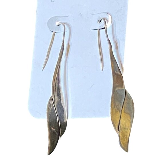 2.25" x .5" Sterling Silver 925 Leaf Design Earrings - Picture 1 of 4